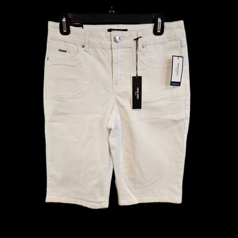 Nine West Size 6 White Denim Shorts